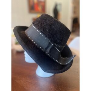 Vintage Merrimac Black Wool Felt Derby Hat Merri Soie Bowler Cap With Box 1950s